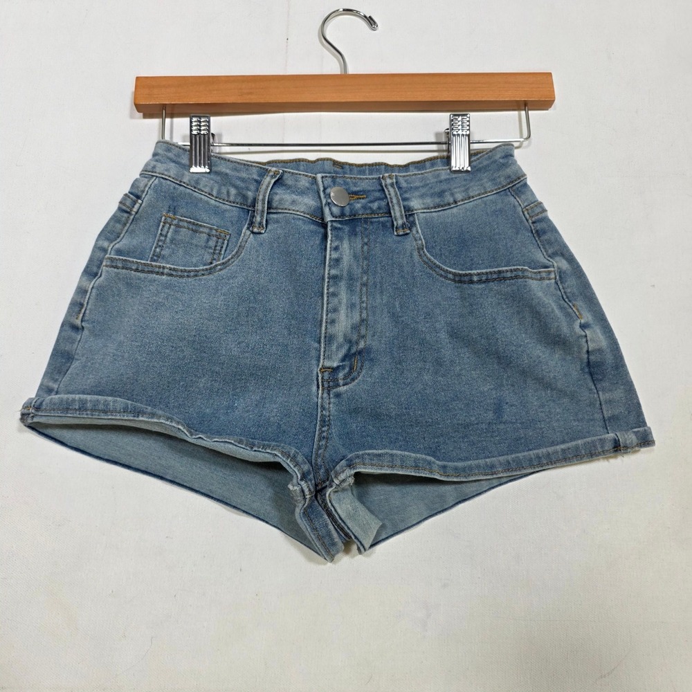 Denim Shorts Womens S Blue Daisy Floral Embroidered High Waisted Cut Off Indie